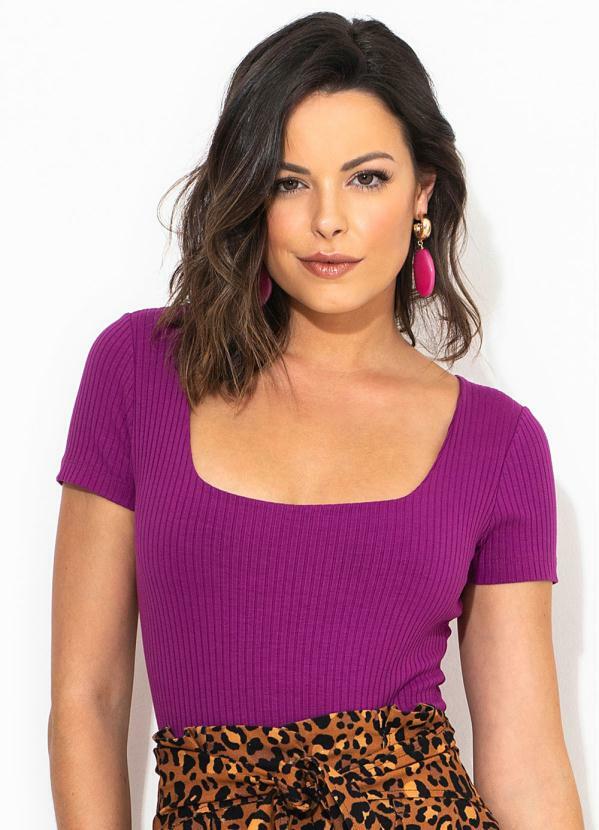 Farm - Body Decote Quadrado Roxo