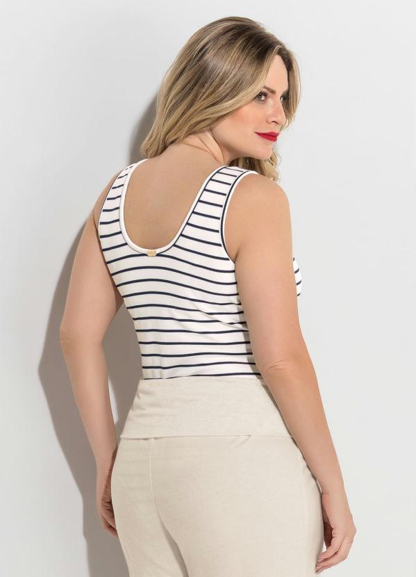 Quintess - Body Listrado sem Mangas Plus Size Quintess 2