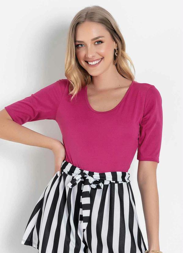 Outlet - Body Rosa com Gota no Decote Costas