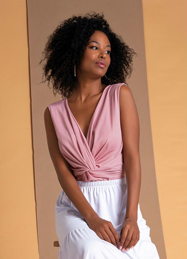 Body Rosê com Torção Frontal - Queima de Estoque