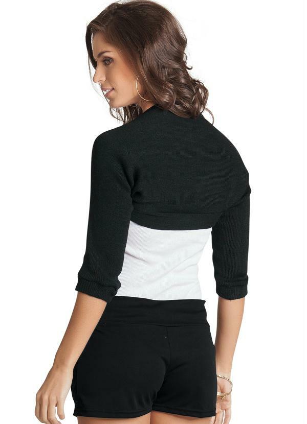 Bolero Preto Mangas 7/8 - Outlet