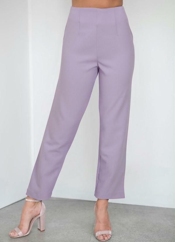 bonprix - Calça Alfaiataria Lilás com Cintura Alta