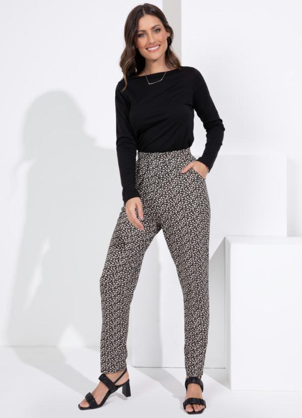 Quintess - Calça Cintura Alta Margaridas com Bolsos 3