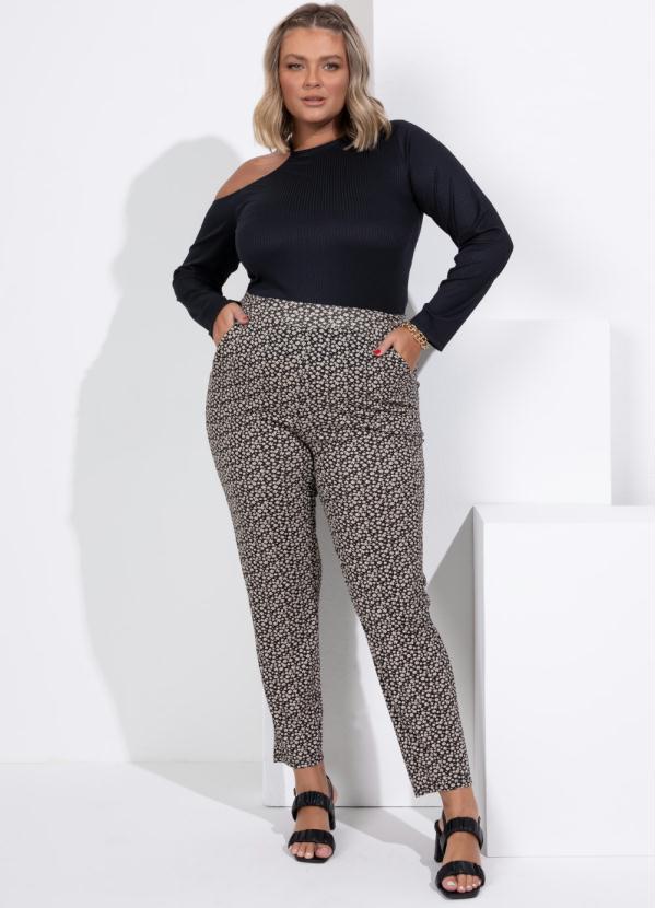 Quintess - Calça Cintura Alta Margaridas com Bolsos 8