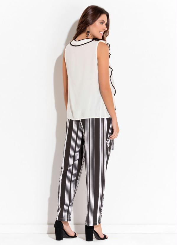 Quintess - Calça Clochard Listrada Quintess com Bolsos 4