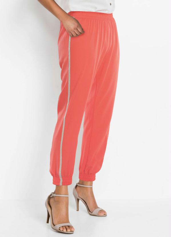bonprix - Calça com Brilhos nas Laterais Coral