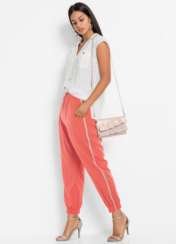 bonprix - Calça com Brilhos nas Laterais Coral 4