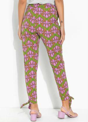 Moda Pop - Calça Flora Retrô Roxo com Amarração - MODA POP