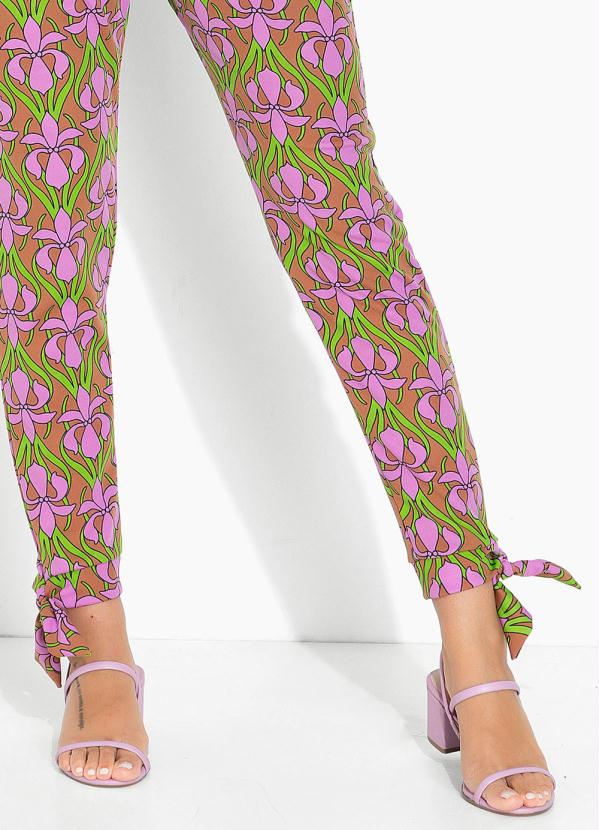 Moda Pop - Calça Flora Retrô Roxo com Amarração 3