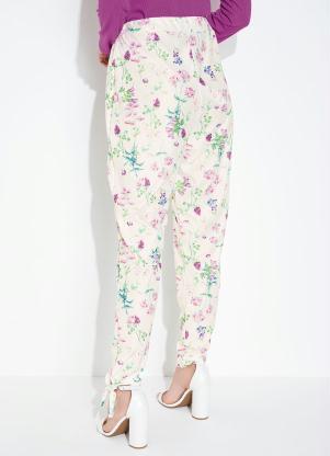 Moda Pop - Calça Floral com Amarrações e Cintura Alta - MODA POP