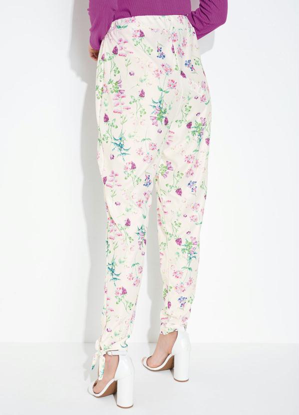 Moda Pop - Calça Floral com Amarrações e Cintura Alta 2