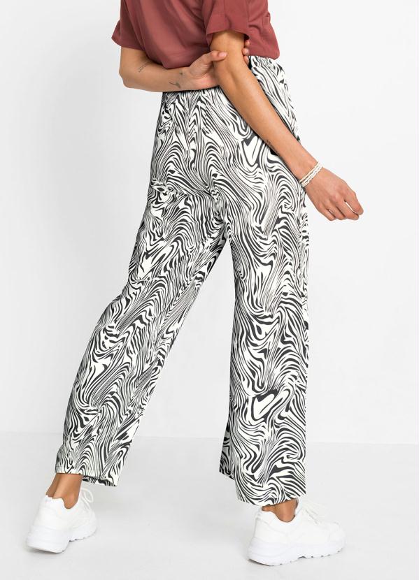 Outlet - Calça Pantacourt Cintura Alta Zebra Branca 7