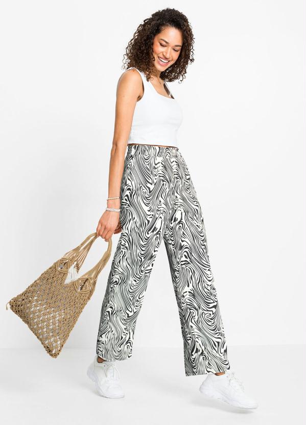 Outlet - Calça Pantacourt Cintura Alta Zebra Branca 6