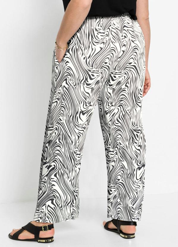 Outlet - Calça Pantacourt Cintura Alta Zebra Branca 3