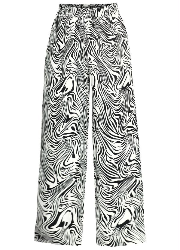 Outlet - Calça Pantacourt Cintura Alta Zebra Branca 2