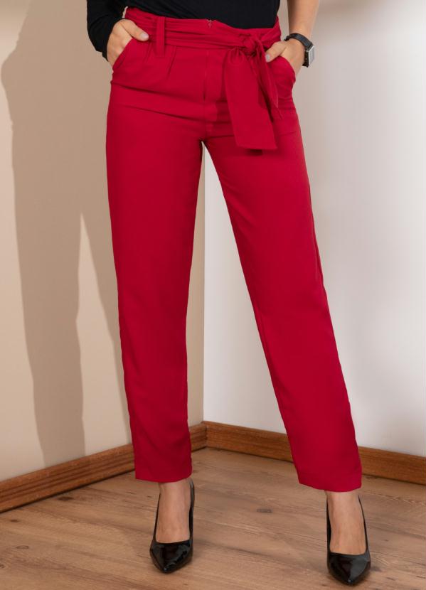 Quintess - Calça Vermelha Clochard com Bolsos