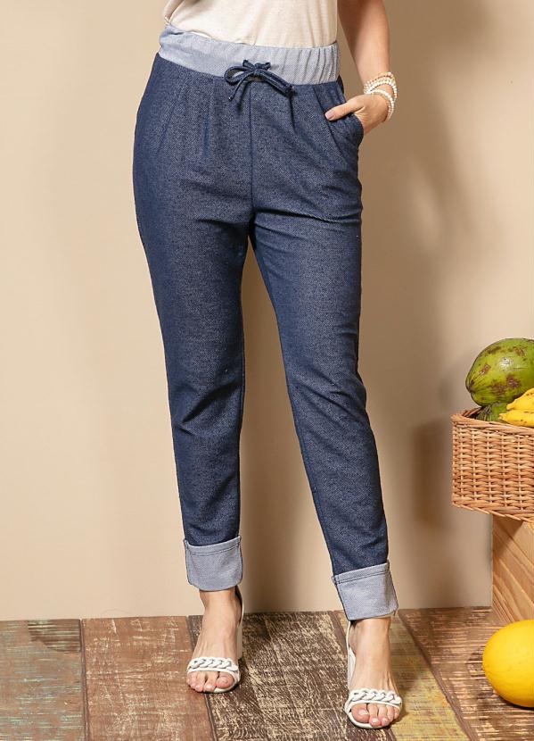 Quintess - Calça Azul Comfort com Bolsos