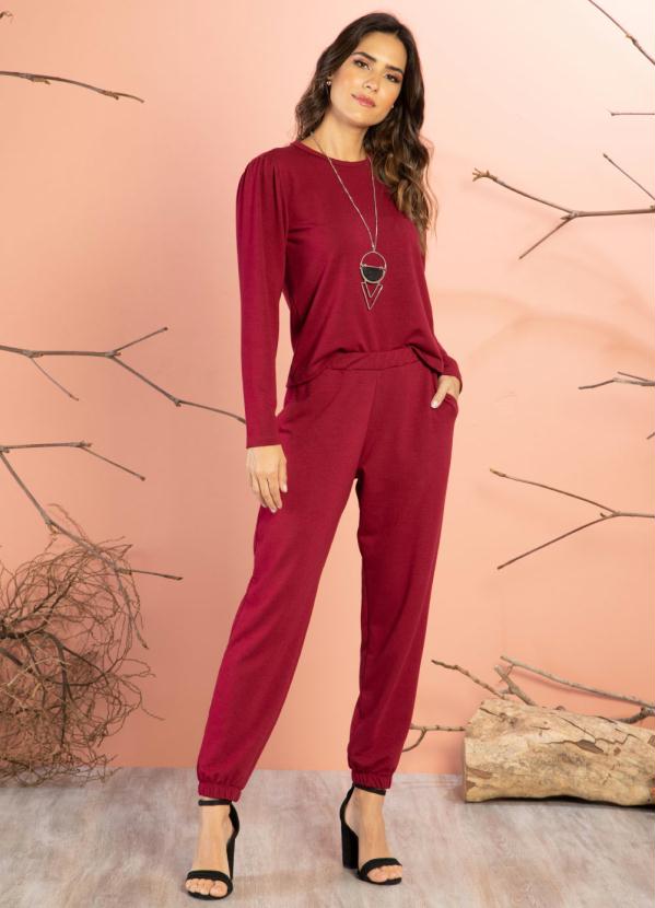 Quintess - Calça Bordô Comfort com Bolsos 6