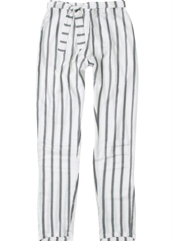 Enfim - Calça Branca Jogger Listrada com Lurex
