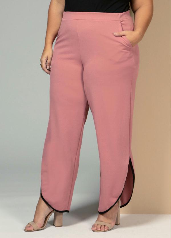 Quintess - Calça com Bolsos e Fenda Rosa 5