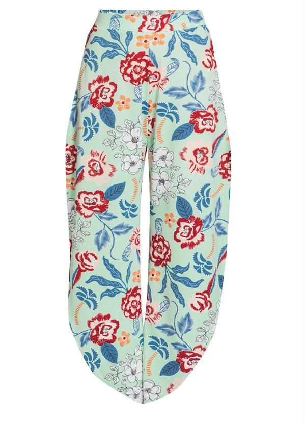 Outlet - Calça com Fenda Transpassada Floral Verde 6
