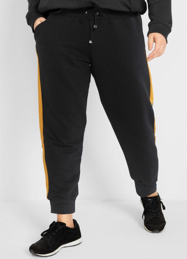 bonprix - Calça Comfort com Listra Lateral Preta 4