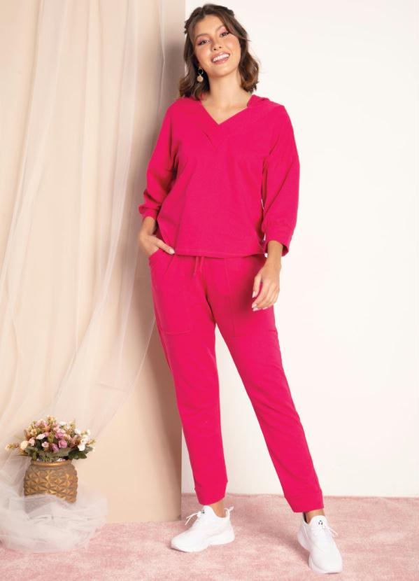 Quintess - Calça em Moletom Pink com Bolsos 4
