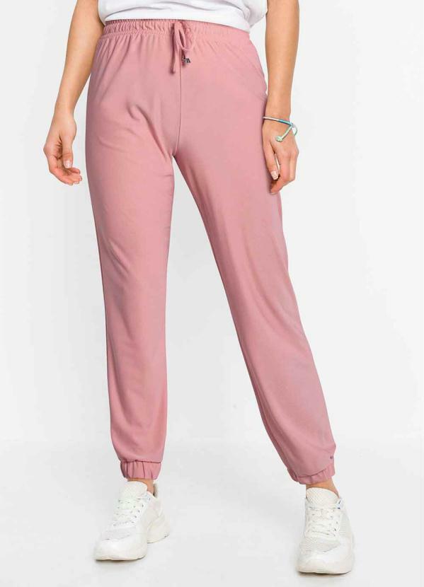 bonprix - Calça Jogger com Elástico Rosa