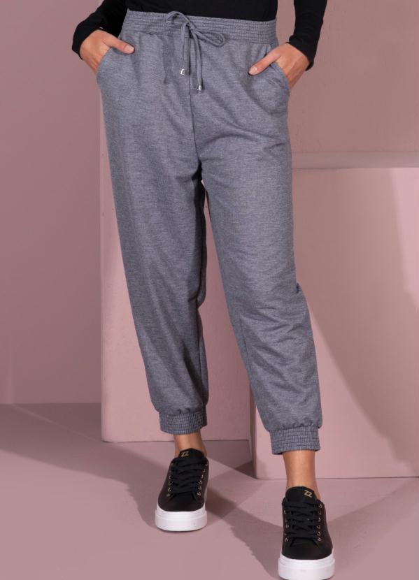 Quintess - Calça Jogger em Moletinho com Bolsos Chumbo