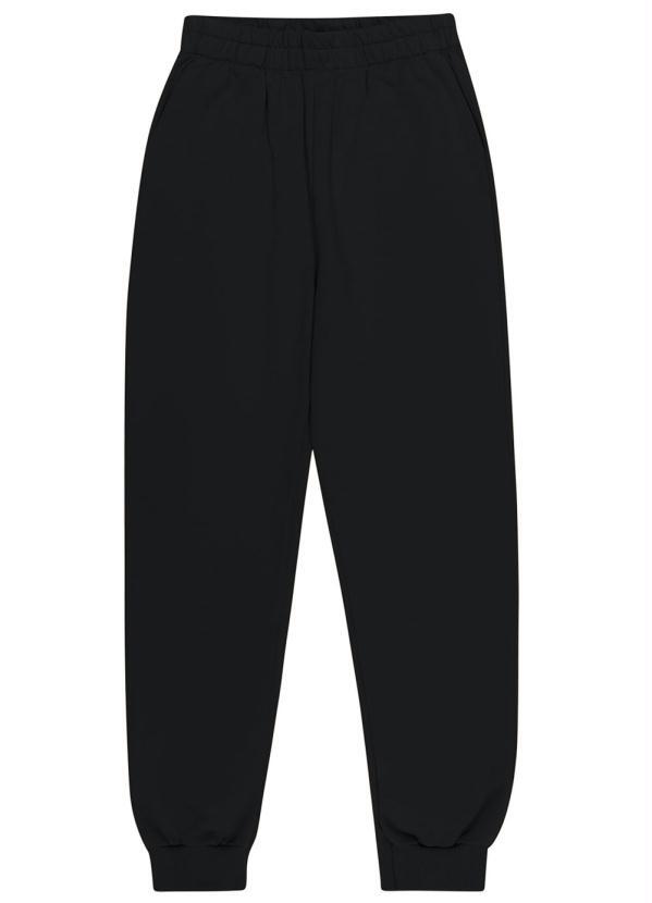 Enfim - Calça Preta Jogger em Moletom Feminina