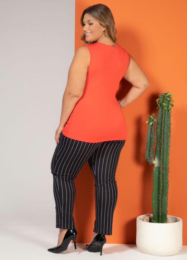 Quintess - Calça Quintess Listrada Preta Detalhe de Cordel 8