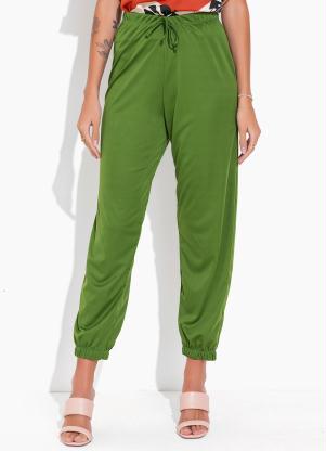 Moda Pop - Calça Verde com Detalhe para Amarrar - MODA POP