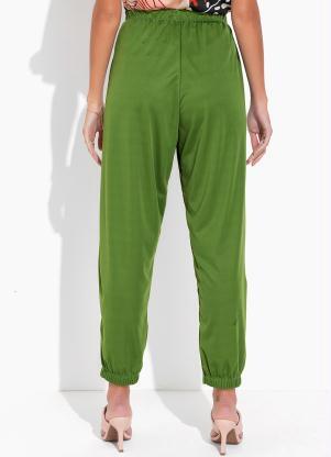 Moda Pop - Calça Verde com Detalhe para Amarrar - MODA POP