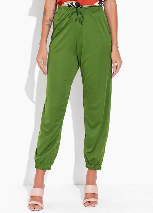 Moda Pop - Calça Verde com Detalhe para Amarrar 1