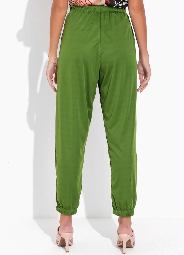 Moda Pop - Calça Verde com Detalhe para Amarrar 2