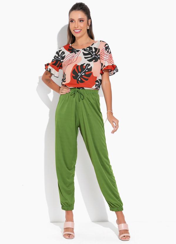 Moda Pop - Calça Verde com Detalhe para Amarrar 6