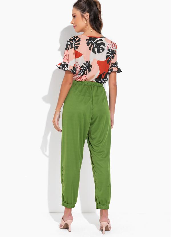 Moda Pop - Calça Verde com Detalhe para Amarrar 7
