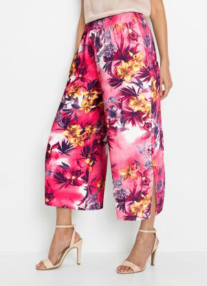 Queima Estoque - Calça com Fenda Pantacourt Floral Pink - QUEIMA ESTOQUE