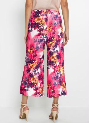 Queima Estoque - Calça com Fenda Pantacourt Floral Pink - QUEIMA ESTOQUE