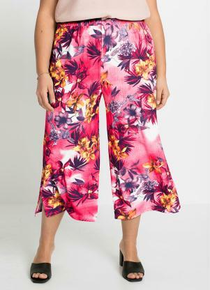 Queima Estoque - Calça com Fenda Pantacourt Floral Pink - QUEIMA ESTOQUE