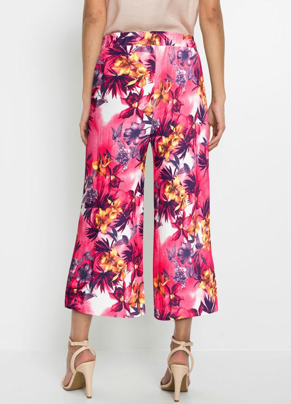 Outlet - Calça com Fenda Pantacourt Floral Pink 7