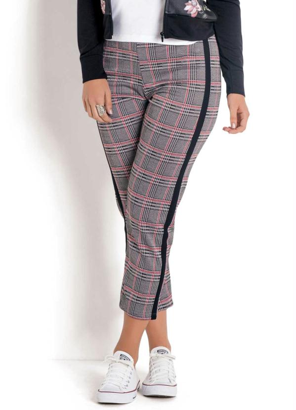 Multimarcas - Calça Cropped Reta Xadrez com Listra Lateral 1