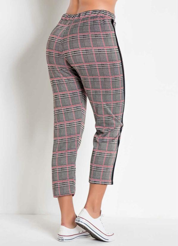 Multimarcas - Calça Cropped Reta Xadrez com Listra Lateral 6