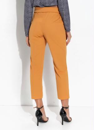 Moda Pop - Calça Mostarda com Sobreposição no Cós - MODA POP
