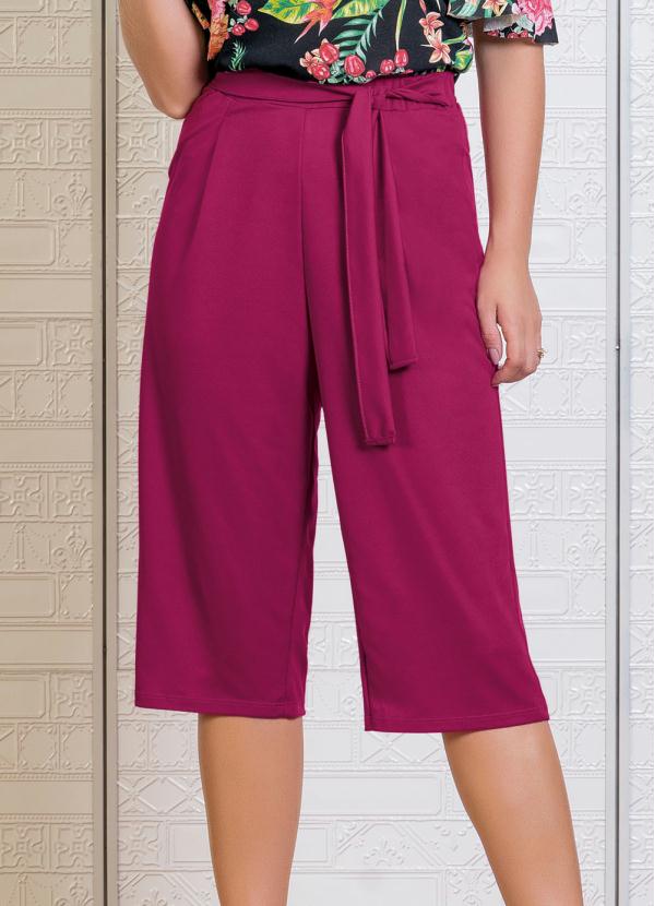 Outlet - Calça Pantacourt com Amarração Púrpura