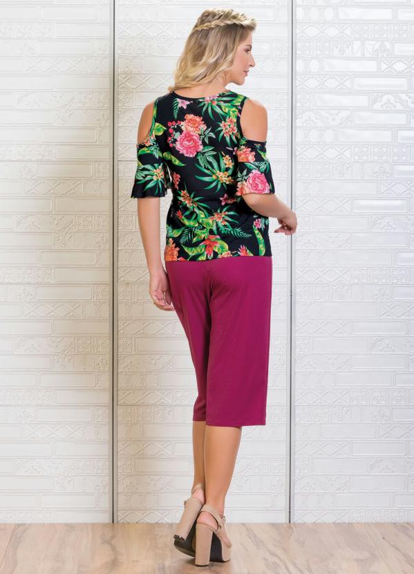 Outlet - Calça Pantacourt com Amarração Púrpura 4