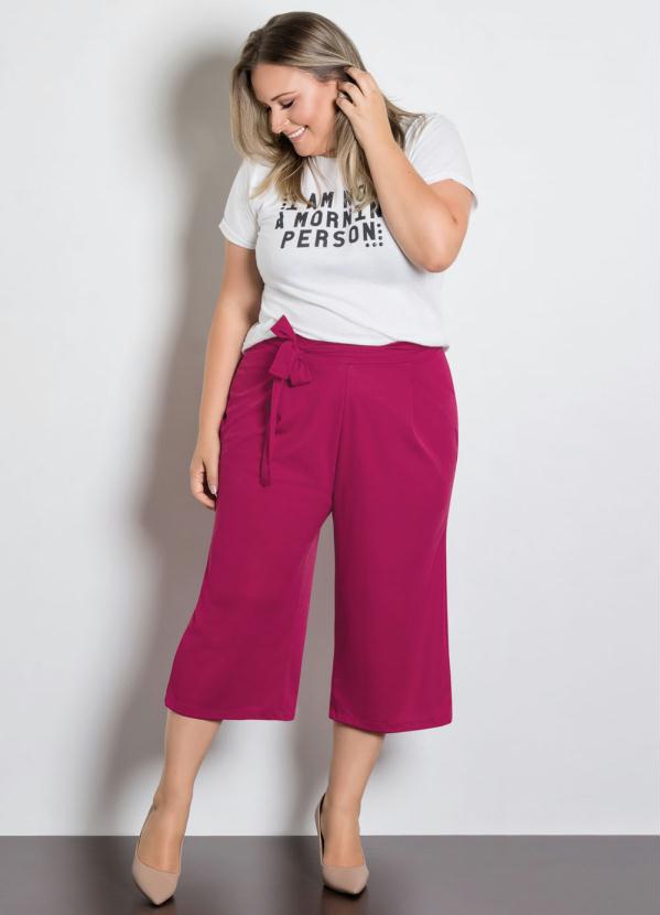 Outlet - Calça Pantacourt com Amarração Púrpura 9