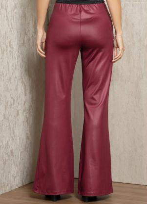 Quintess - Calça Bordo Flare com Bolsos - QUINTESS
