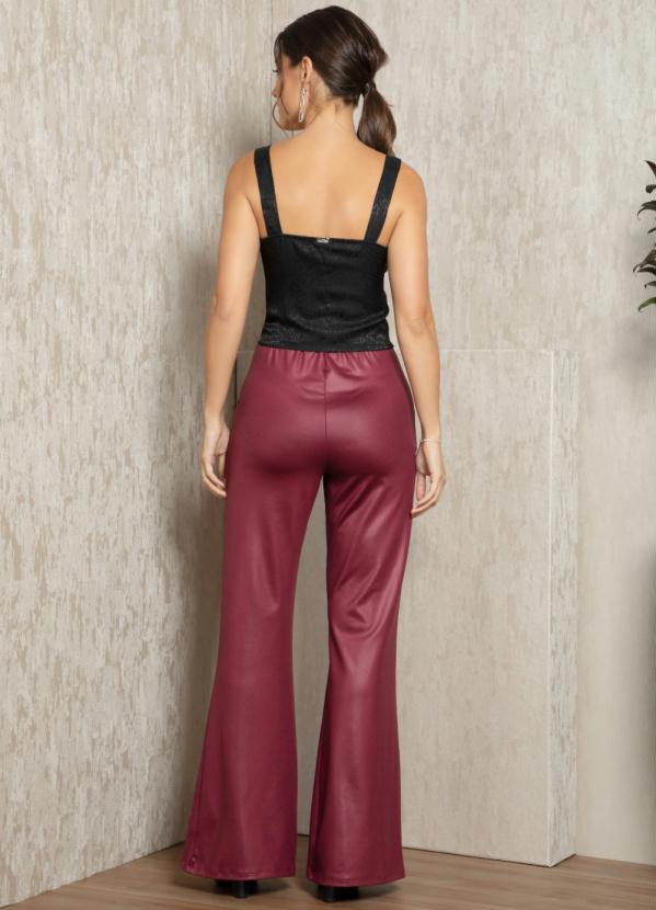 Quintess - Calça Bordo Flare com Bolsos 4