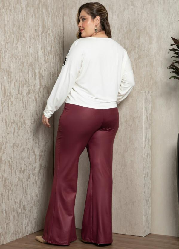 Quintess - Calça Bordo Flare com Bolsos 9